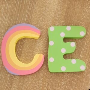 Vibrant Alphabet Wall Art - Multicolor C and Green E